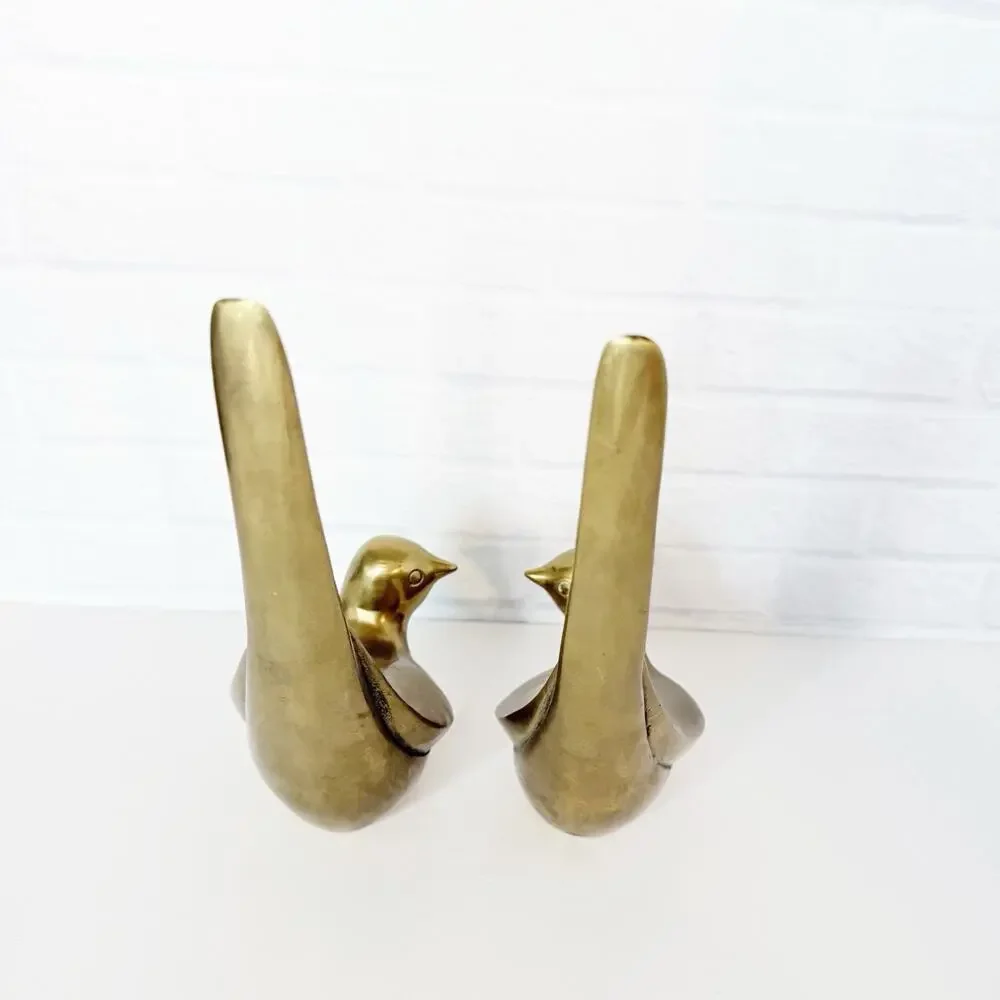 Vintage MCM Brass Mourning Doves Set of 2 Figurines 8